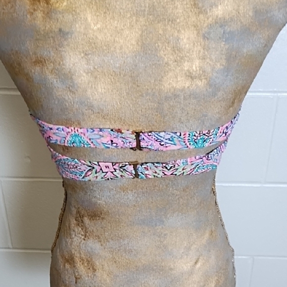 Strapless Paisley Bikini Top Turquoise Details stitching - Picture 2 of 12